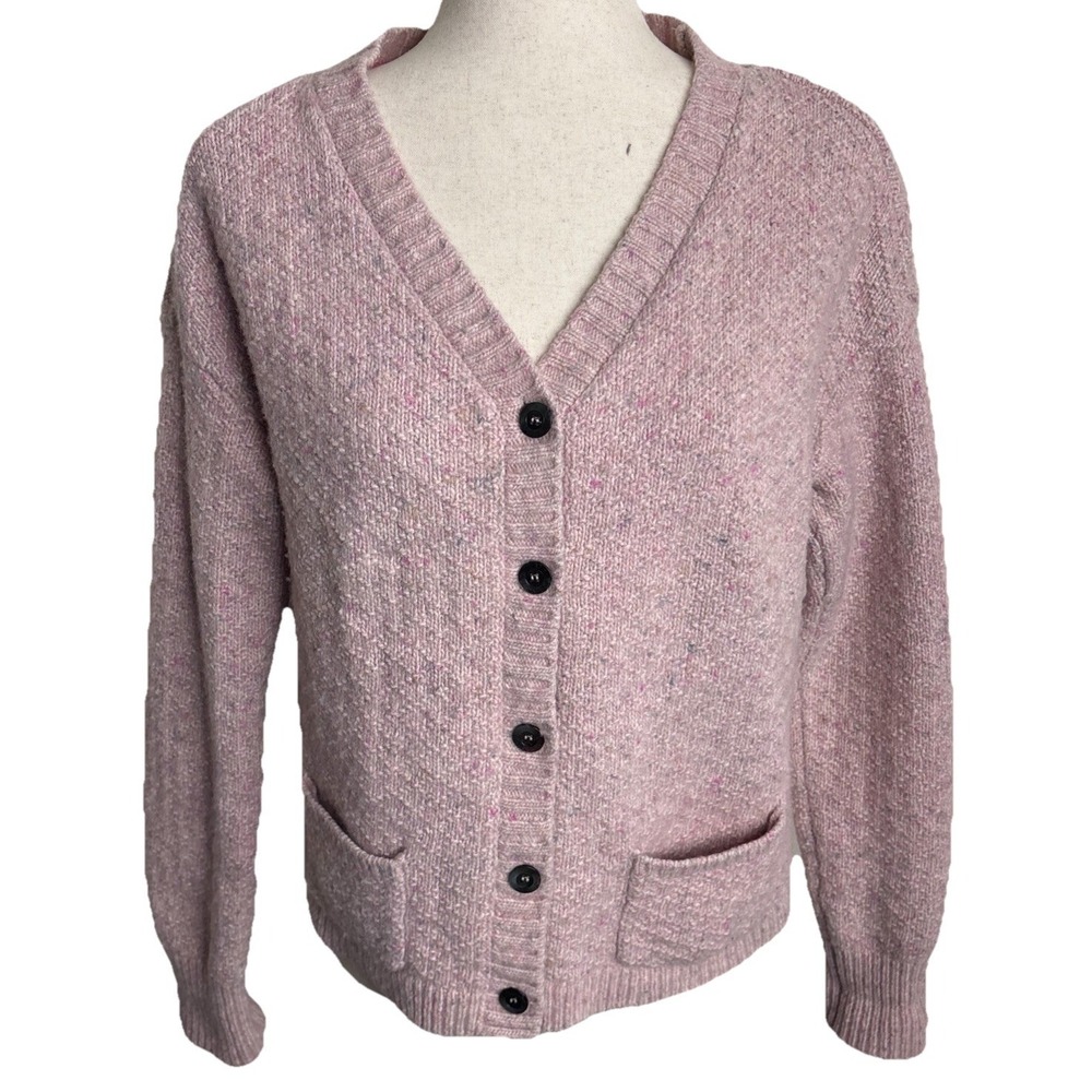 Sundance Cardigan Sweater Wool Blend‎ Chunky Knit Womens Small Pink Pockets